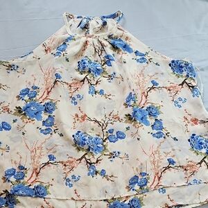 Stella Tweed Blue and Cream Floral Blouse